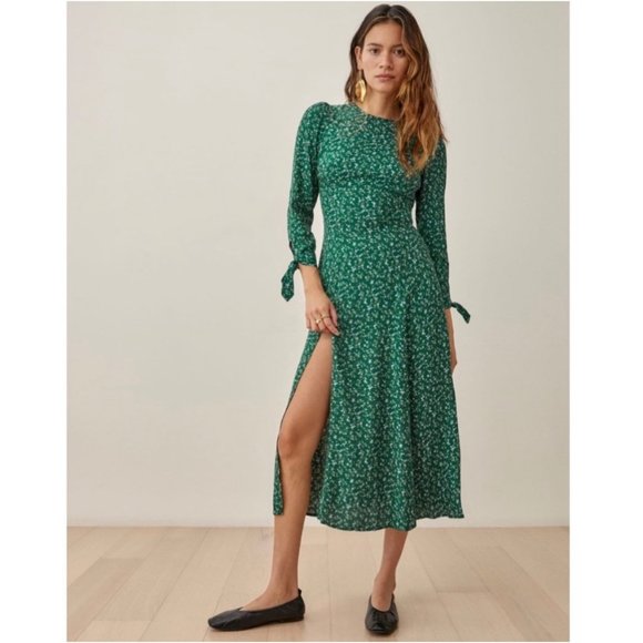 Reformation Zelda Long Tie Sleeve Midi Dress in Rosemarie Floral - Picture 1 of 10